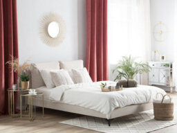 Beliani Bed Chenille Melle 160 X 200 Cm (Eu King Size) Light Beige - thumbnail 2