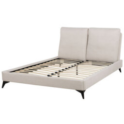 Beliani Bed Chenille Melle 160 X 200 Cm (Eu King Size) Light Beige - thumbnail 6