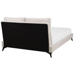 Beliani Bed Chenille Melle 160 X 200 Cm (Eu King Size) Light Beige - thumbnail 5