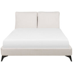 Beliani Bed Chenille Melle 160 X 200 Cm (Eu King Size) Light Beige - thumbnail 4
