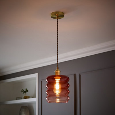Valuelights Giselle Brushed Gold Ombre Berry Glass Ceiling Pendant Light - image 1