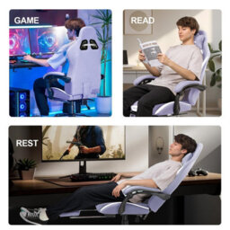 Gtplayer Fabric Gaming Chair, Ergonomic Computer Chair With Footrest Lumbar Support Heavy Duty Svivel Office Desk Chairs, Purple - thumbnail 8