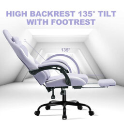Gtplayer Fabric Gaming Chair, Ergonomic Computer Chair With Footrest Lumbar Support Heavy Duty Svivel Office Desk Chairs, Purple - thumbnail 6