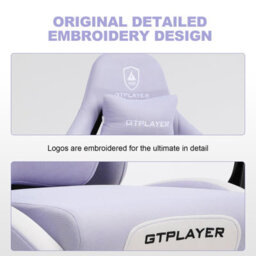 Gtplayer Fabric Gaming Chair, Ergonomic Computer Chair With Footrest Lumbar Support Heavy Duty Svivel Office Desk Chairs, Purple - thumbnail 7