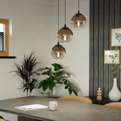 Eglo Ariscani 1 Copper Ombre Effect Glass 3 Light Pendant - image 1