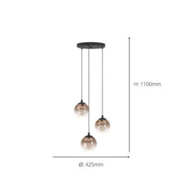 Eglo Ariscani 1 Copper Ombre Effect Glass 3 Light Pendant - thumbnail 5