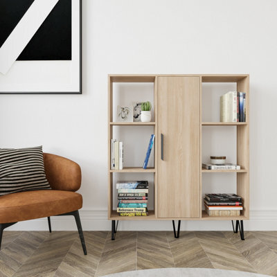 Decorotika Peoria 6 Shelves And A  Cabinet Bookcase Oak - image 1