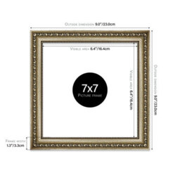 7X7 Champaign Ornate Picture Frame (17.8 X 17.8Cm) Poster, Photo, Artwork, Gallery Wall Or Print - thumbnail 2