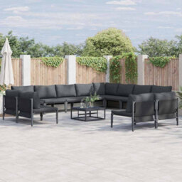 Berkfield Modern Garden Sofa Set 12 Pcs Anthracite Steel - thumbnail 2