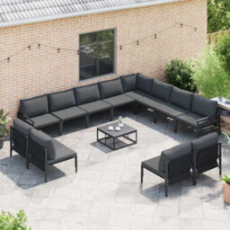 Berkfield Modern Garden Sofa Set 12 Pcs Anthracite Steel - thumbnail 3