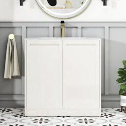 Royal Bathrooms Elmore 800mm Traditional Floor Standing 2 Door Bathroom Vanity Unit With Sintered Stone Basin Sink - Classic White - thumbnail 3