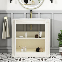 Royal Bathrooms Elmore 800mm Traditional Floor Standing 2 Door Bathroom Vanity Unit With Sintered Stone Basin Sink - Classic White - thumbnail 5