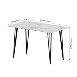 Living And Home Modern White Dining Table With Mdf Tabletop And Metal Legs - thumbnail 5