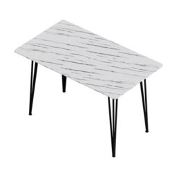 Living And Home Modern White Dining Table With Mdf Tabletop And Metal Legs - thumbnail 4