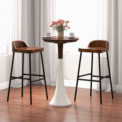 Costway Set Of 2 Industrial Bar Stools Tall Kitchen Stools Breakfast High Chair Low-Back - image 1