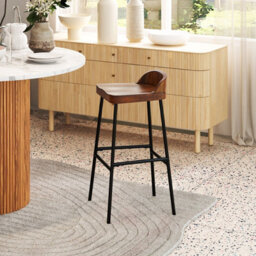Costway Set Of 2 Industrial Bar Stools Tall Kitchen Stools Breakfast High Chair Low-Back - thumbnail 6