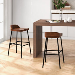 Costway Set Of 2 Industrial Bar Stools Tall Kitchen Stools Breakfast High Chair Low-Back - thumbnail 4