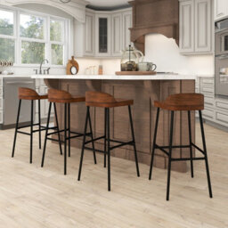 Costway Set Of 2 Industrial Bar Stools Tall Kitchen Stools Breakfast High Chair Low-Back - thumbnail 5