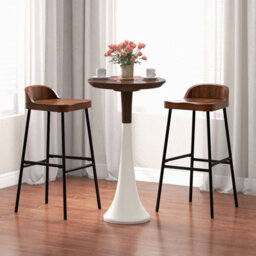 Costway Set Of 2 Industrial Bar Stools Tall Kitchen Stools Breakfast High Chair Low-Back - thumbnail 1