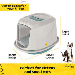 Cat Centre.Direct Cat Centre Medium Blue Cat Hooded Set: Litter Tray + Scoop + Tray Mat + Carbon Filter - thumbnail 3