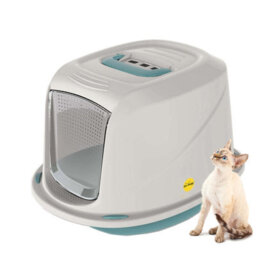 Cat Centre.Direct Cat Centre Medium Blue Cat Hooded Set: Litter Tray + Scoop + Tray Mat + Carbon Filter - thumbnail 2