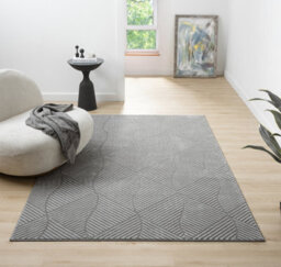 Vellure Modern Indoor Living Room Area Rug Embossed Metallic Sheen Pyramid Design Anthracite 120X170 Cm - thumbnail 5