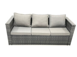 Fimous Garden Outdoor Rattan Furniture Set With Sofa Coffee Table 2 Small Footstools Side Table Dark Grey Mixed - thumbnail 3