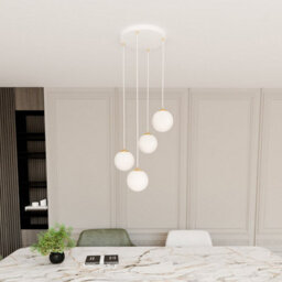 Emibig Lighting Emibig Royal Pendant Lamp 4 X E14 White, Gold With White Shade - thumbnail 4