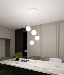 Emibig Lighting Emibig Royal Pendant Lamp 4 X E14 White, Gold With White Shade - thumbnail 6