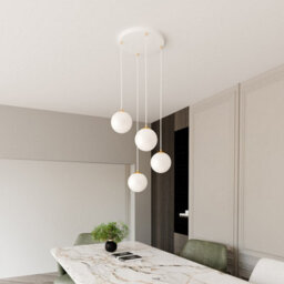 Emibig Lighting Emibig Royal Pendant Lamp 4 X E14 White, Gold With White Shade - thumbnail 5