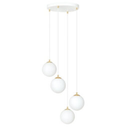 Emibig Lighting Emibig Royal Pendant Lamp 4 X E14 White, Gold With White Shade - thumbnail 1