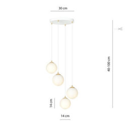 Emibig Lighting Emibig Royal Pendant Lamp 4 X E14 White, Gold With White Shade - thumbnail 8