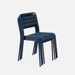 Sweeek - Set Of 4 Stackable Steel Garden Chairs Amelia Marine Blue 44X52X79 Cm - thumbnail 3