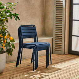 Sweeek - Set Of 4 Stackable Steel Garden Chairs Amelia Marine Blue 44X52X79 Cm - thumbnail 6