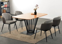 Premium 160Cmx90Cm Paris Oak Veneer Round Dining Table With Black Metal Frame - thumbnail 3