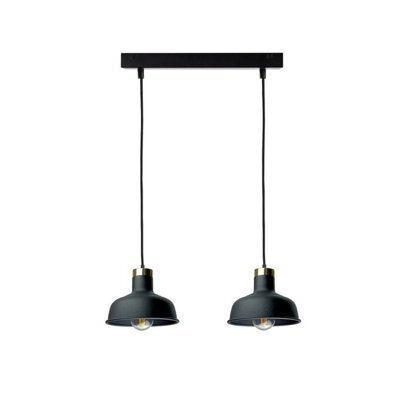 Luminosa Lighting Luminosa Hebe Bar Pendant Ceiling Light Black, Gold 2X E27 - image 1