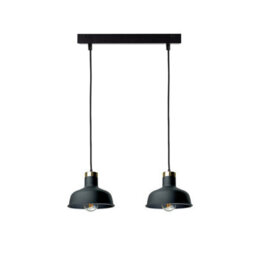 Luminosa Lighting Luminosa Hebe Bar Pendant Ceiling Light Black, Gold 2X E27 - thumbnail 1