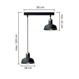 Luminosa Lighting Luminosa Hebe Bar Pendant Ceiling Light Black, Gold 2X E27 - thumbnail 3