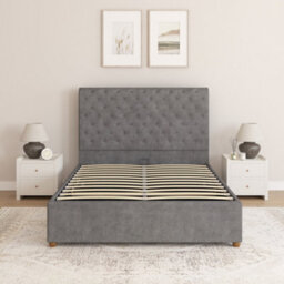 Aspire Taylor Ottoman Bed Frame, Plush Velvet Steel, Single - thumbnail 3