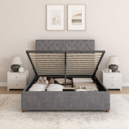 Aspire Taylor Ottoman Bed Frame, Plush Velvet Steel, Single - thumbnail 5