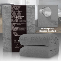 Gaveno Cavailia Terry Toweling Cot Bed Waterproof Mattress Protector, Extra Deep Soft Warm Breathable Bed Protector - Charcoal - thumbnail 3