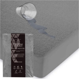 Gaveno Cavailia Terry Toweling Cot Bed Waterproof Mattress Protector, Extra Deep Soft Warm Breathable Bed Protector - Charcoal - thumbnail 1