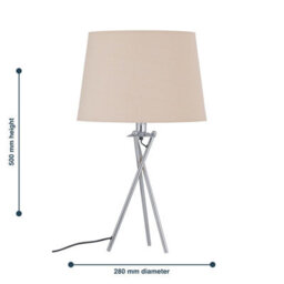 First Choice Lighting Tripod Table Lamp With Natural Cotton Fabric Shade - thumbnail 7