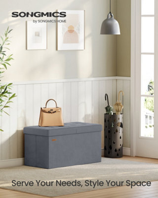 LEDREM Storage Ottoman, Foldable Storage Bench, 38 X 76 X 38 Cm, Flipping Lid, 300 Kg Load Capacity - image 1