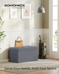 LEDREM Storage Ottoman, Foldable Storage Bench, 38 X 76 X 38 Cm, Flipping Lid, 300 Kg Load Capacity - thumbnail 1