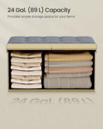 LEDREM Storage Ottoman, Foldable Storage Bench, 38 X 76 X 38 Cm, Flipping Lid, 300 Kg Load Capacity - thumbnail 6
