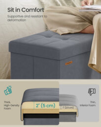 LEDREM Storage Ottoman, Foldable Storage Bench, 38 X 76 X 38 Cm, Flipping Lid, 300 Kg Load Capacity - thumbnail 4