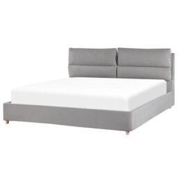 Beliani Ottoman Bed Velvet Batilly 180 X 200 Cm (Eu Super King) Light Grey - thumbnail 4