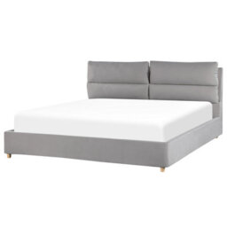 Beliani Ottoman Bed Velvet Batilly 180 X 200 Cm (Eu Super King) Light Grey - thumbnail 5
