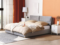 Beliani Ottoman Bed Velvet Batilly 180 X 200 Cm (Eu Super King) Light Grey - thumbnail 2